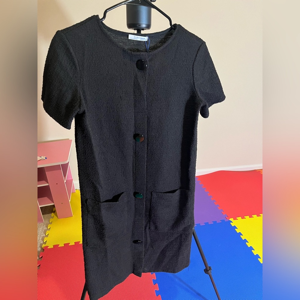 Zara black dress with buttons and pockets